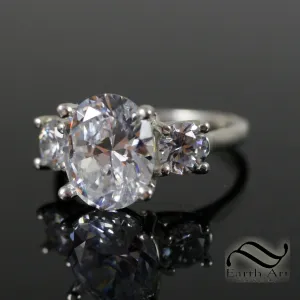 Classic Triple Stone Moissanite Ring - 9x11mm