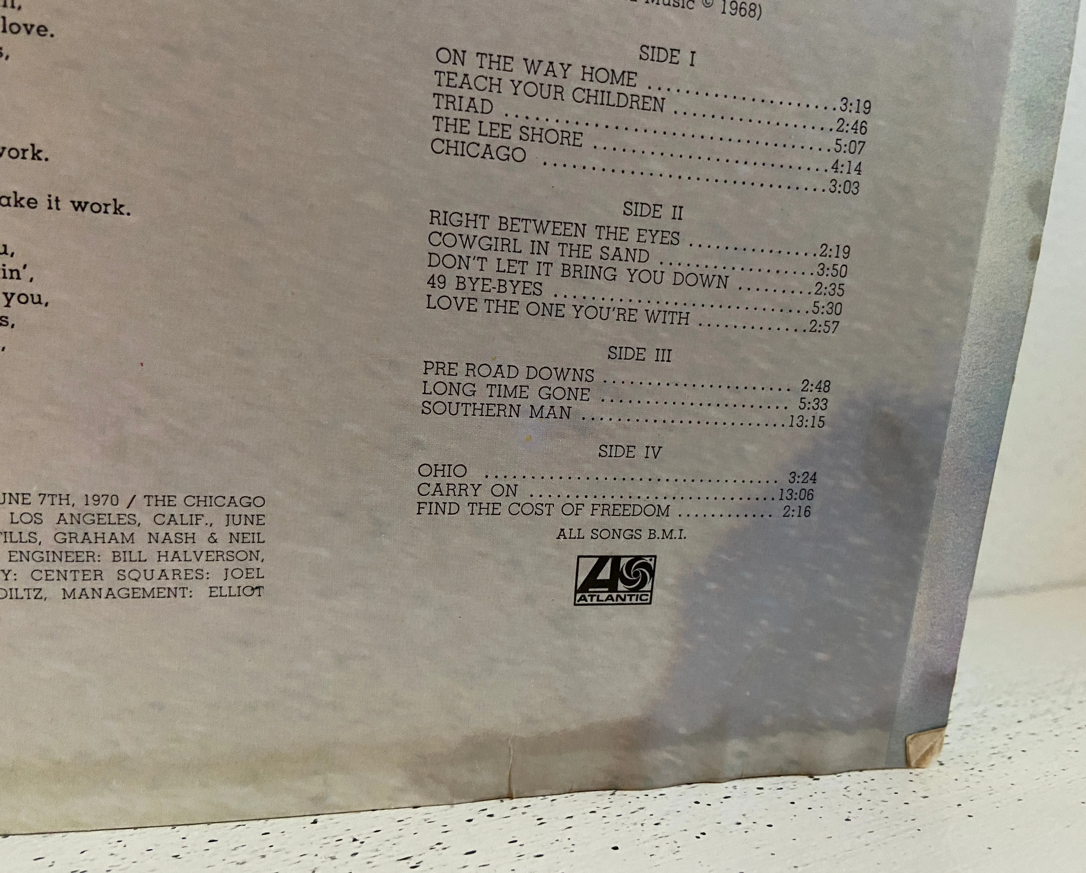 Crosby, Stills, Nash & Young "LIVE: 4 Way Street" IMPORT Vinyl Record