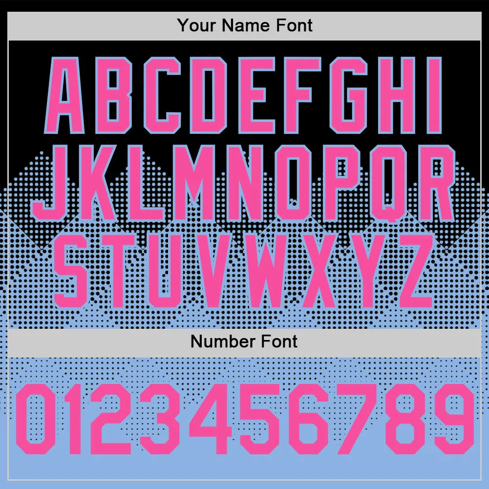 Custom Black Pink-Light Blue 3D Pattern Design Gradient Square Shapes Authentic Baseball Jersey