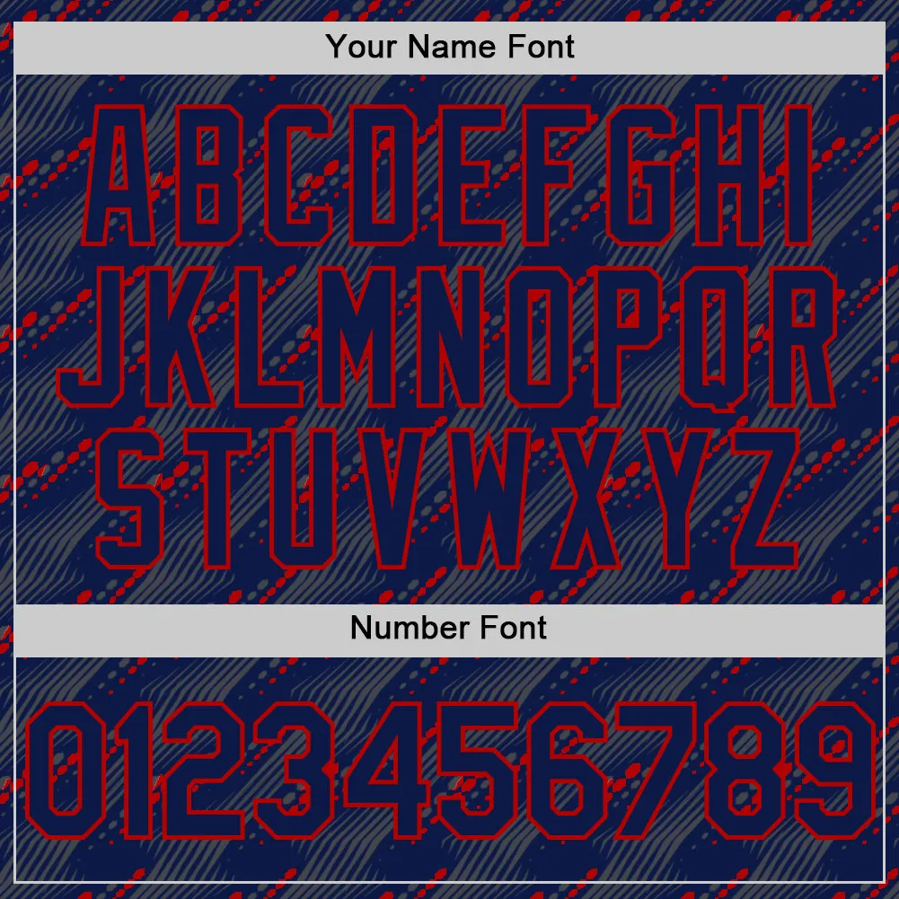 Custom Navy Red 3D Pattern Design Slant Lines Authentic Baseball Jersey