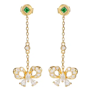 Diamond and Emerald Butterfly Dangle Earrings