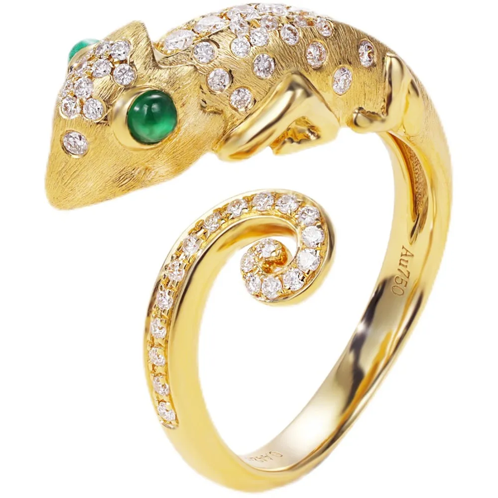 Diamond and Emerald Chameleon Wrap Ring