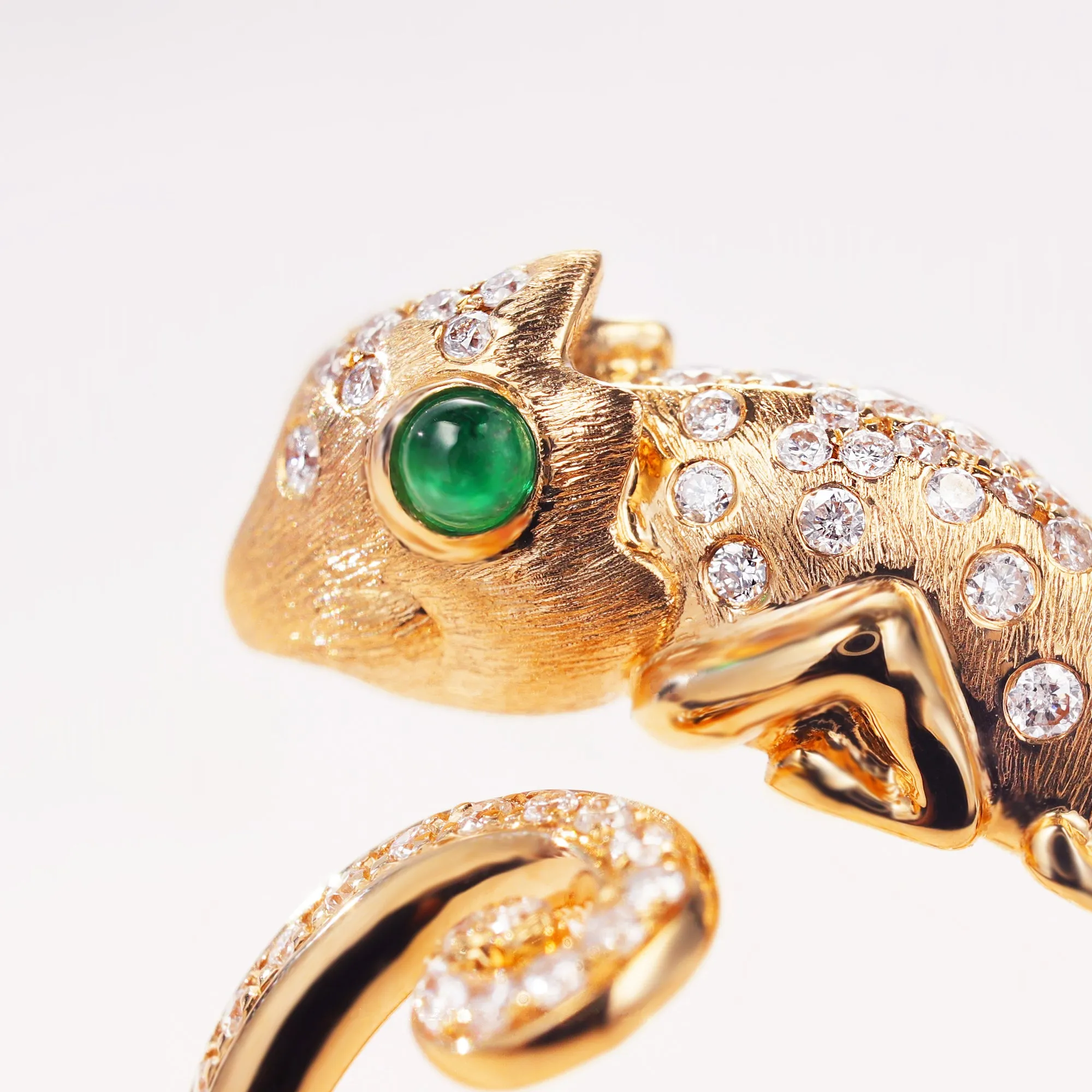 Diamond and Emerald Chameleon Wrap Ring