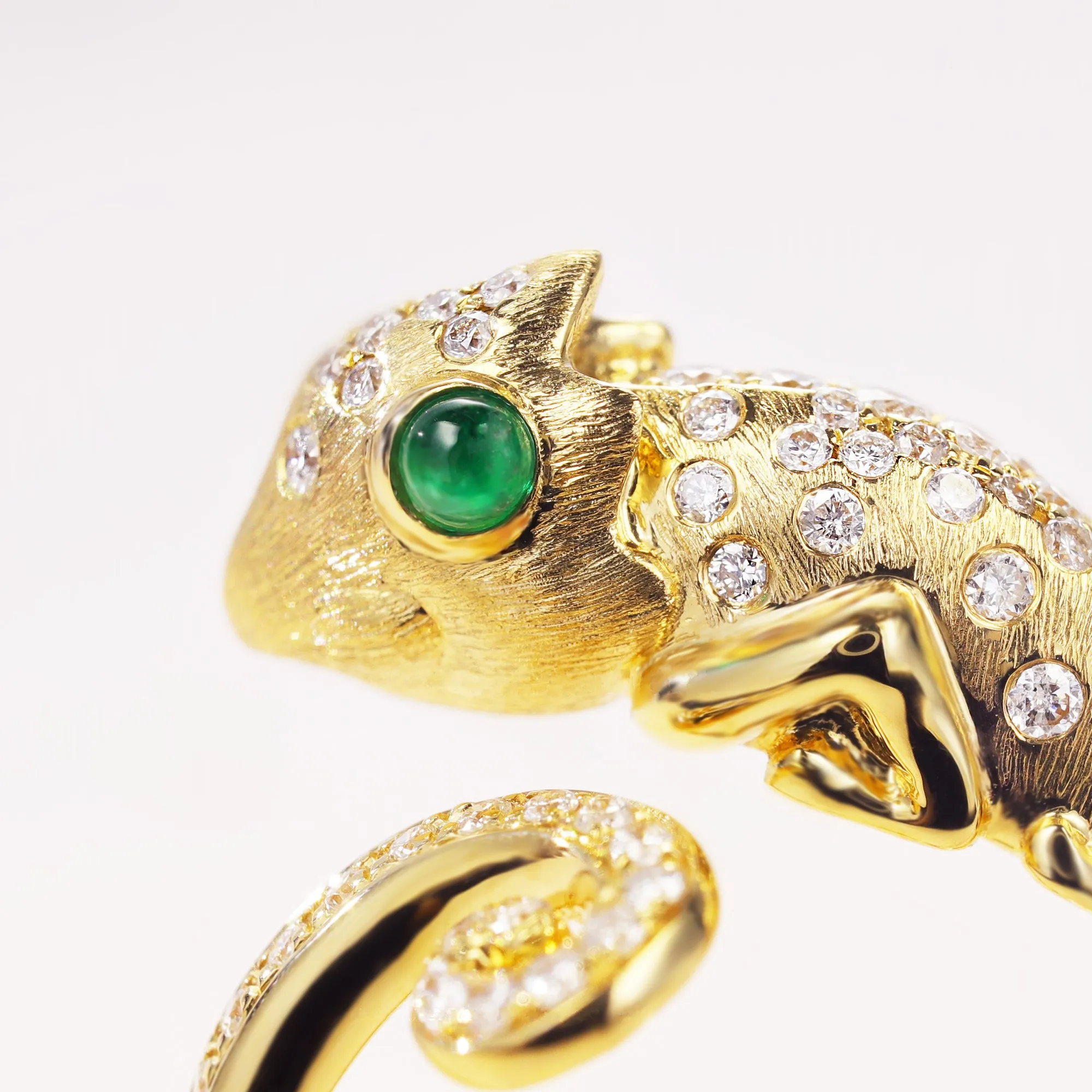 Diamond and Emerald Chameleon Wrap Ring