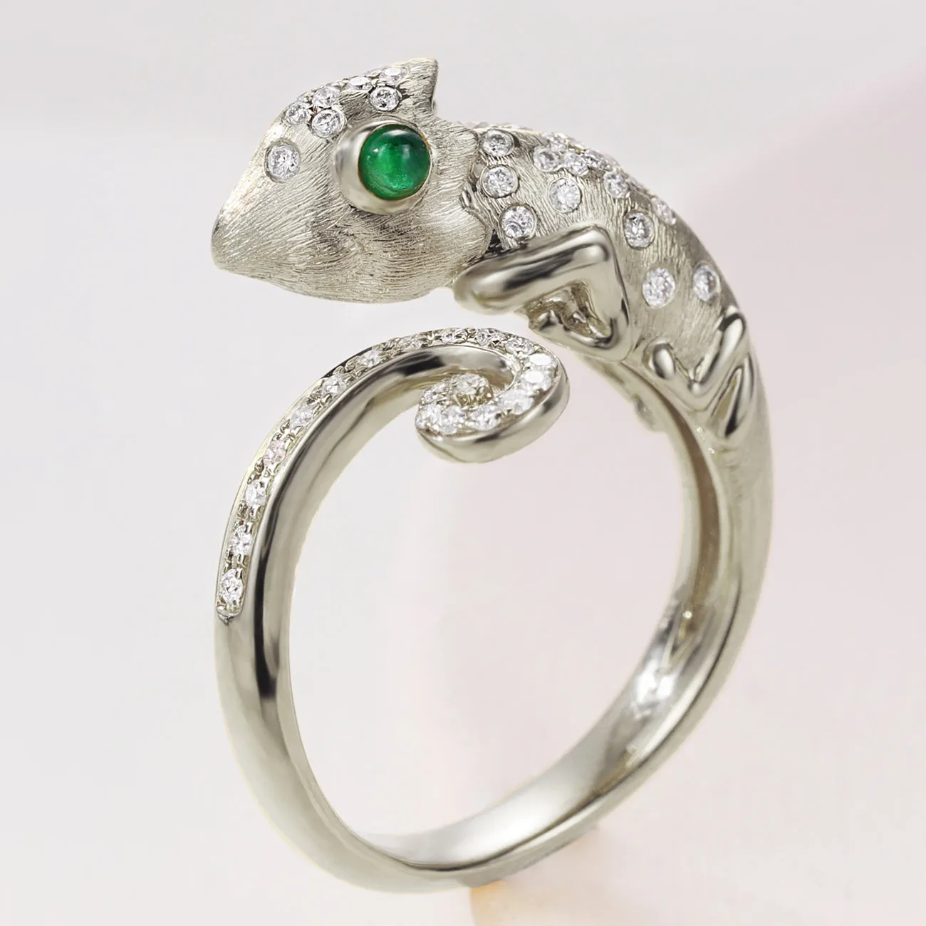 Diamond and Emerald Chameleon Wrap Ring