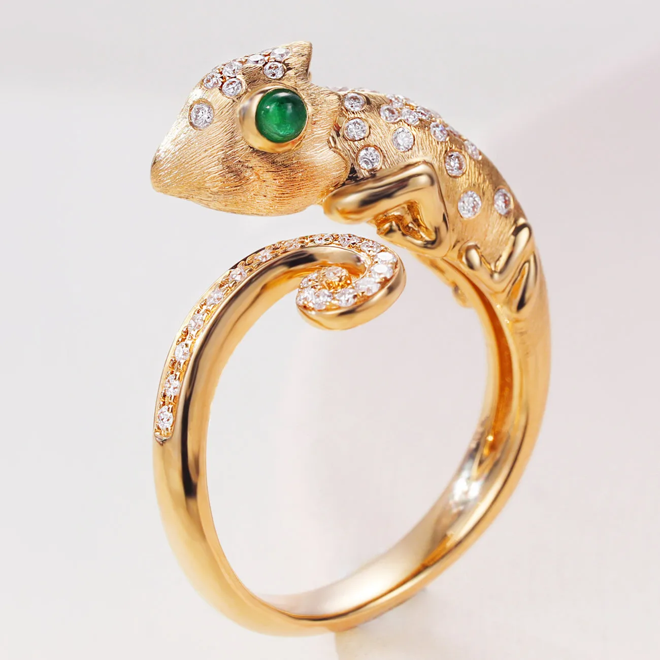 Diamond and Emerald Chameleon Wrap Ring
