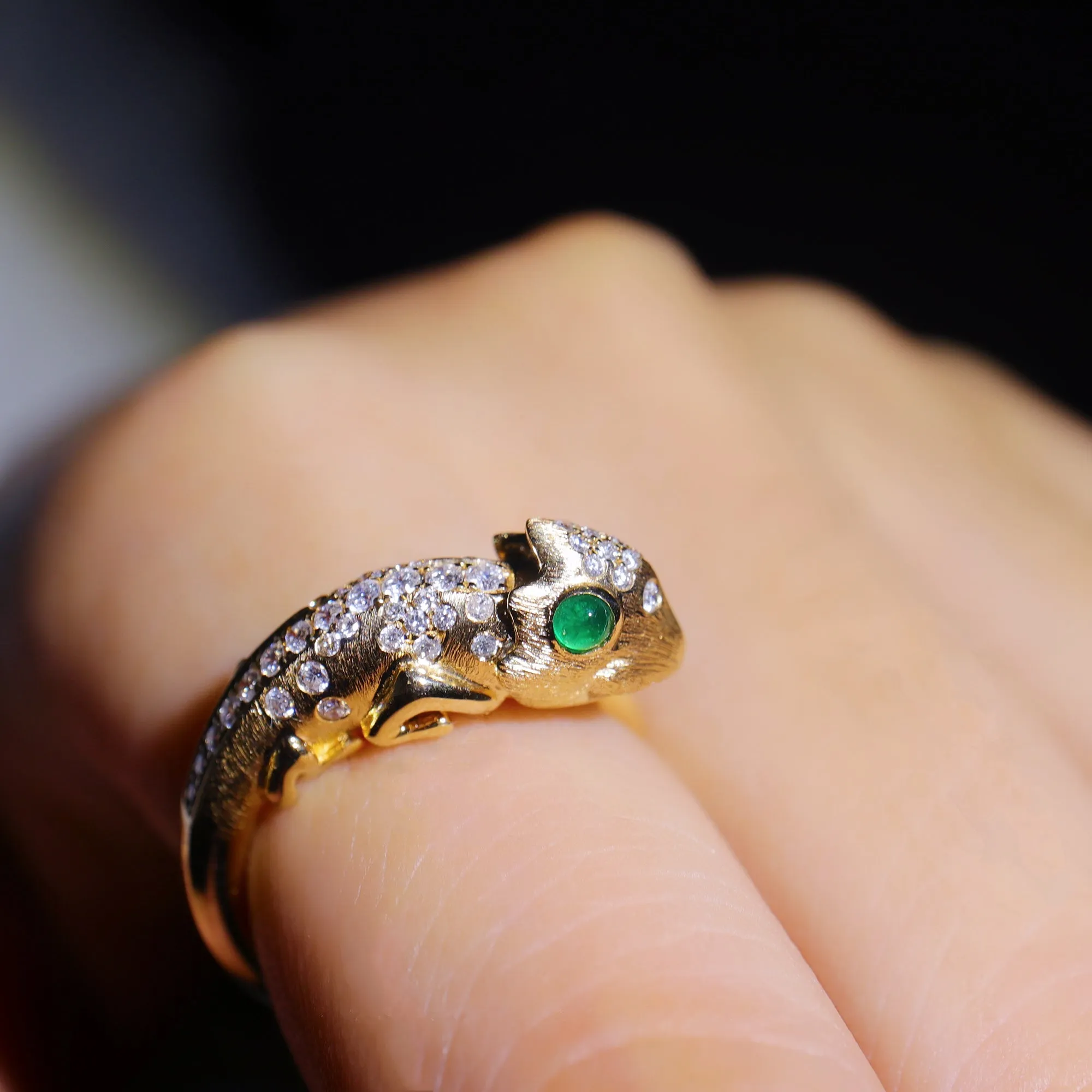 Diamond and Emerald Chameleon Wrap Ring