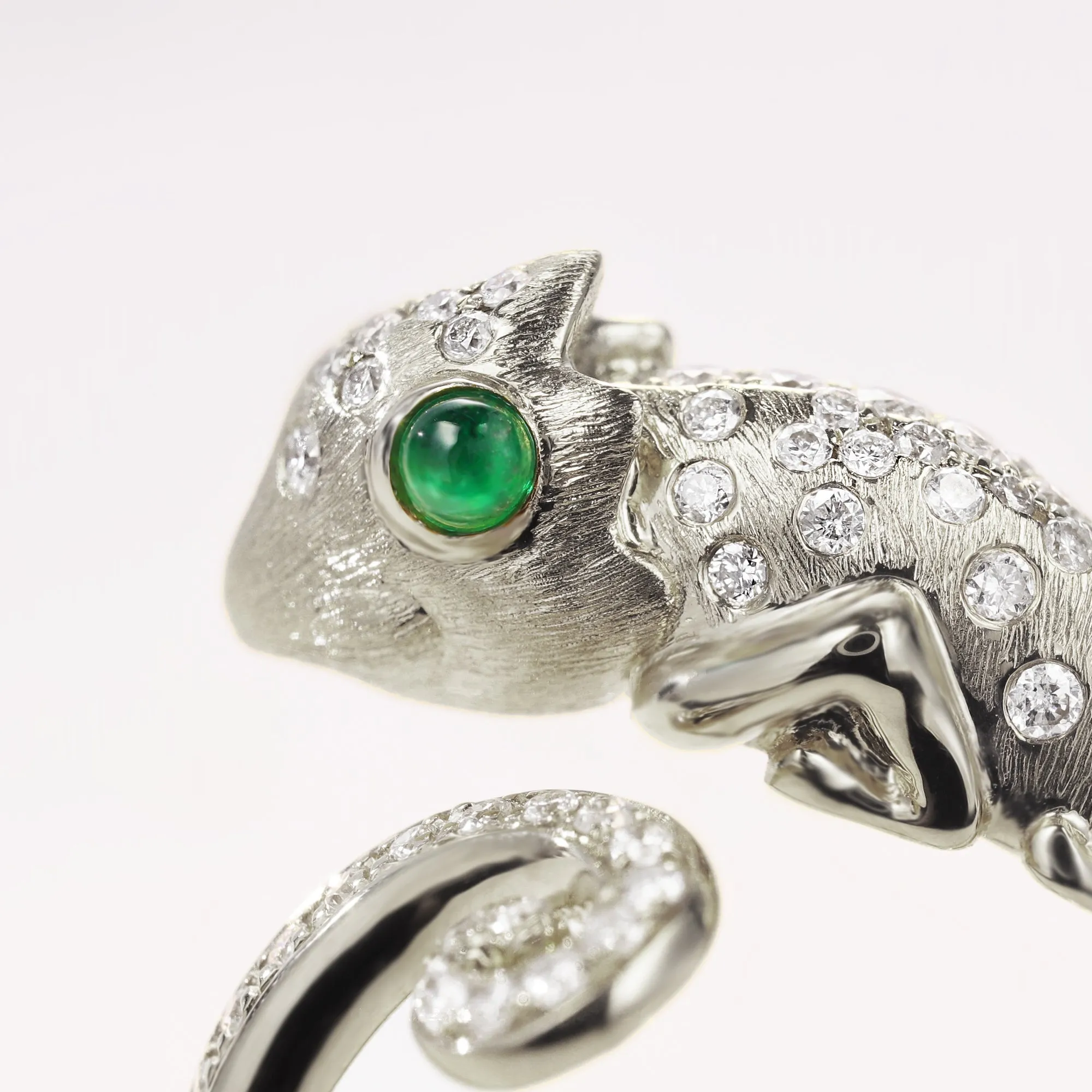 Diamond and Emerald Chameleon Wrap Ring