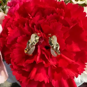 Diamond Braided Hoop 14k Yellow Gold Earrings E8103YG