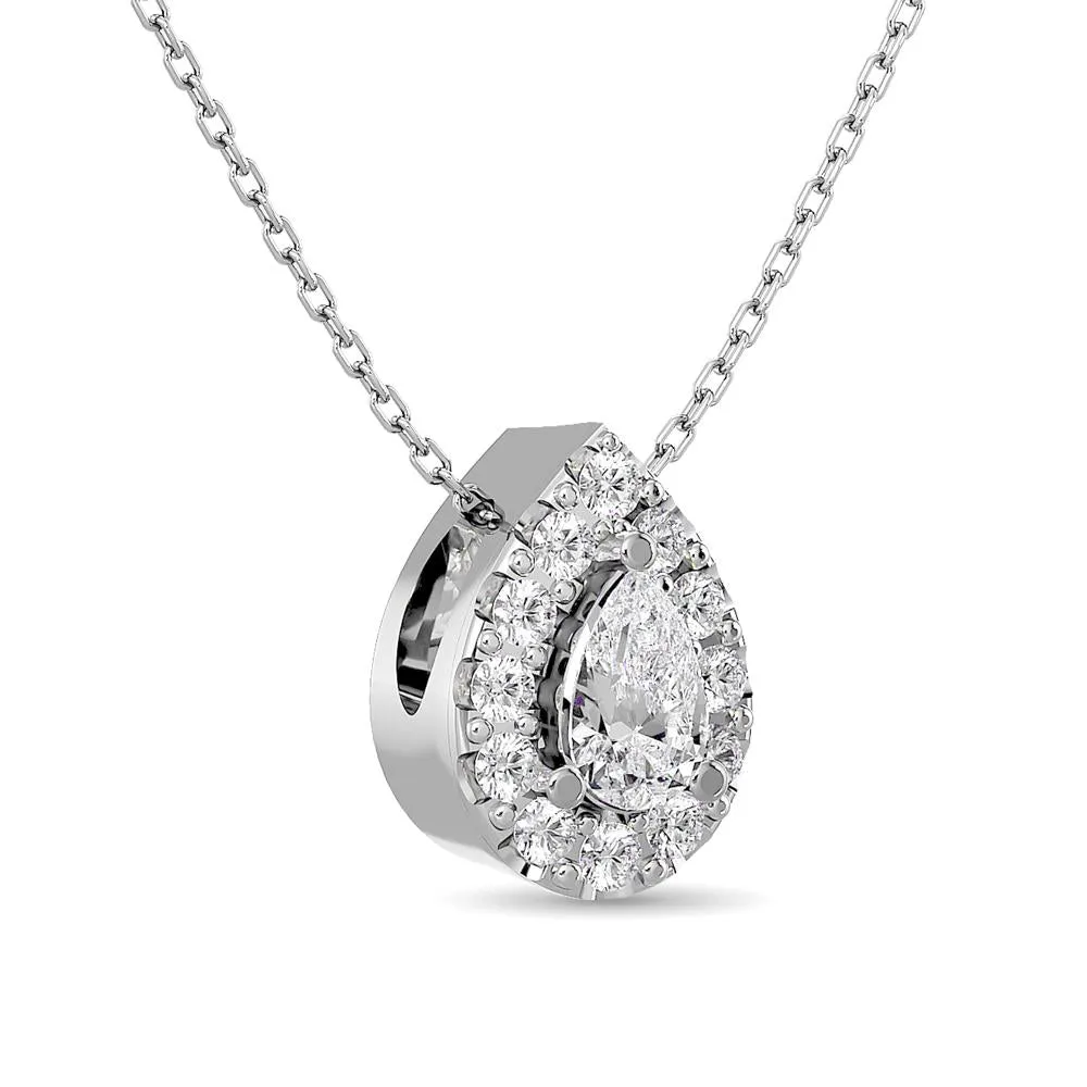 Diamond Halo Pendant in 14K White Gold - Multiple Cuts Available
