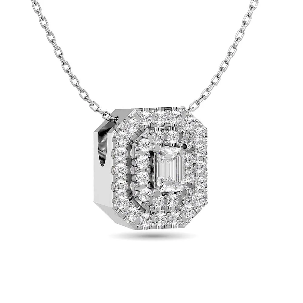 Diamond Halo Pendant in 14K White Gold - Multiple Cuts Available