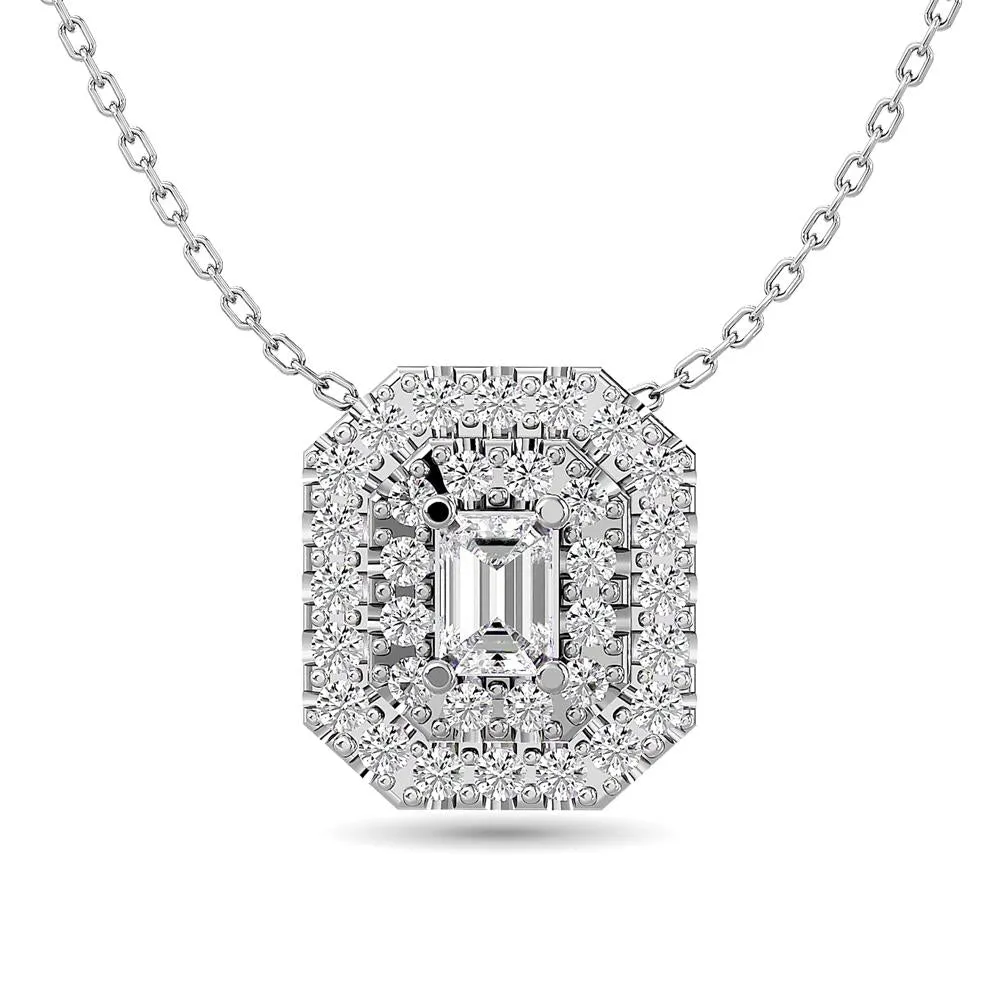 Diamond Halo Pendant in 14K White Gold - Multiple Cuts Available