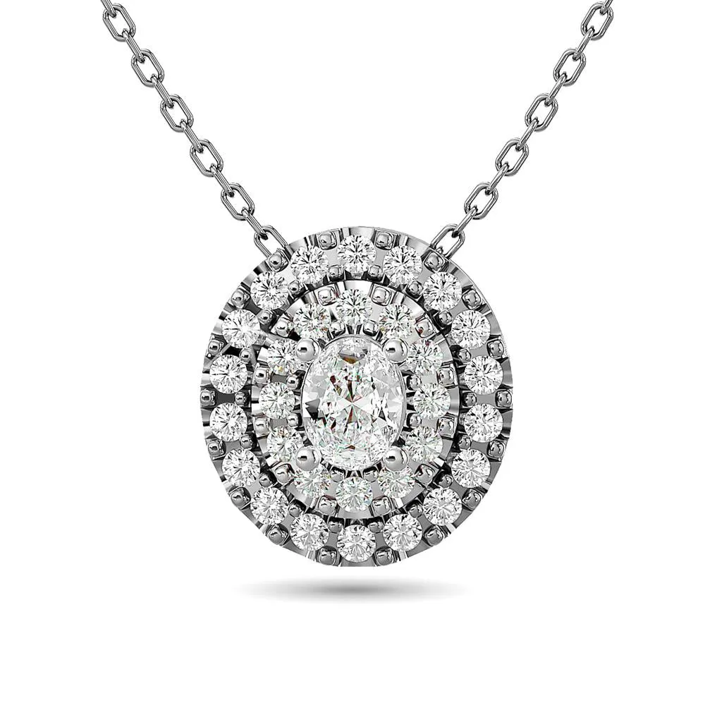 Diamond Halo Pendant in 14K White Gold - Multiple Cuts Available