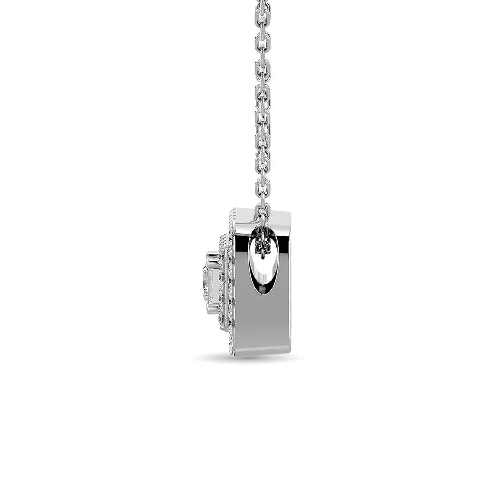 Diamond Halo Pendant in 14K White Gold - Multiple Cuts Available