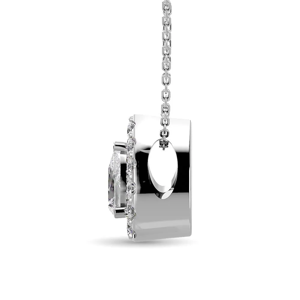 Diamond Halo Pendant in 14K White Gold - Multiple Cuts Available