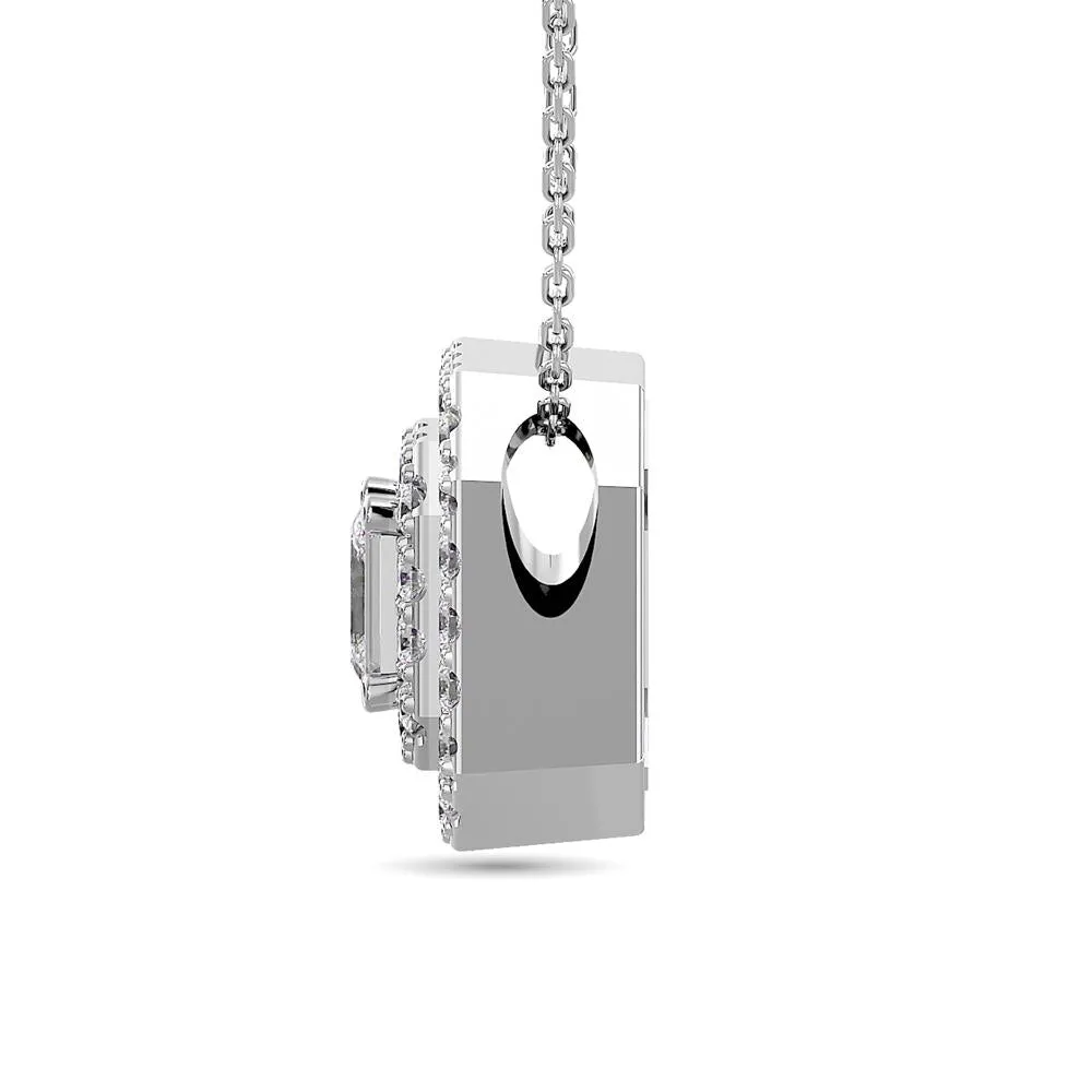 Diamond Halo Pendant in 14K White Gold - Multiple Cuts Available