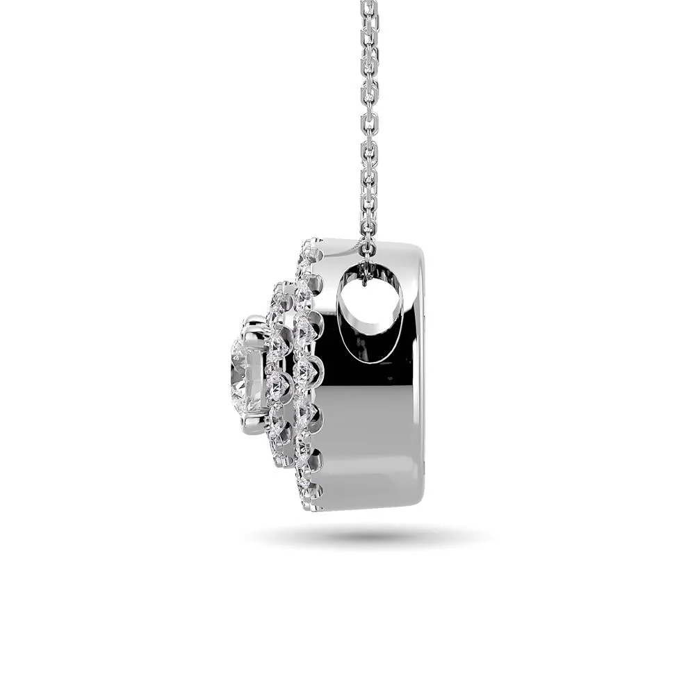 Diamond Halo Pendant in 14K White Gold - Multiple Cuts Available