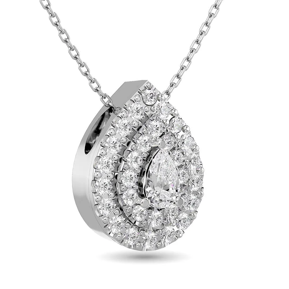 Diamond Halo Pendant in 14K White Gold - Multiple Cuts Available