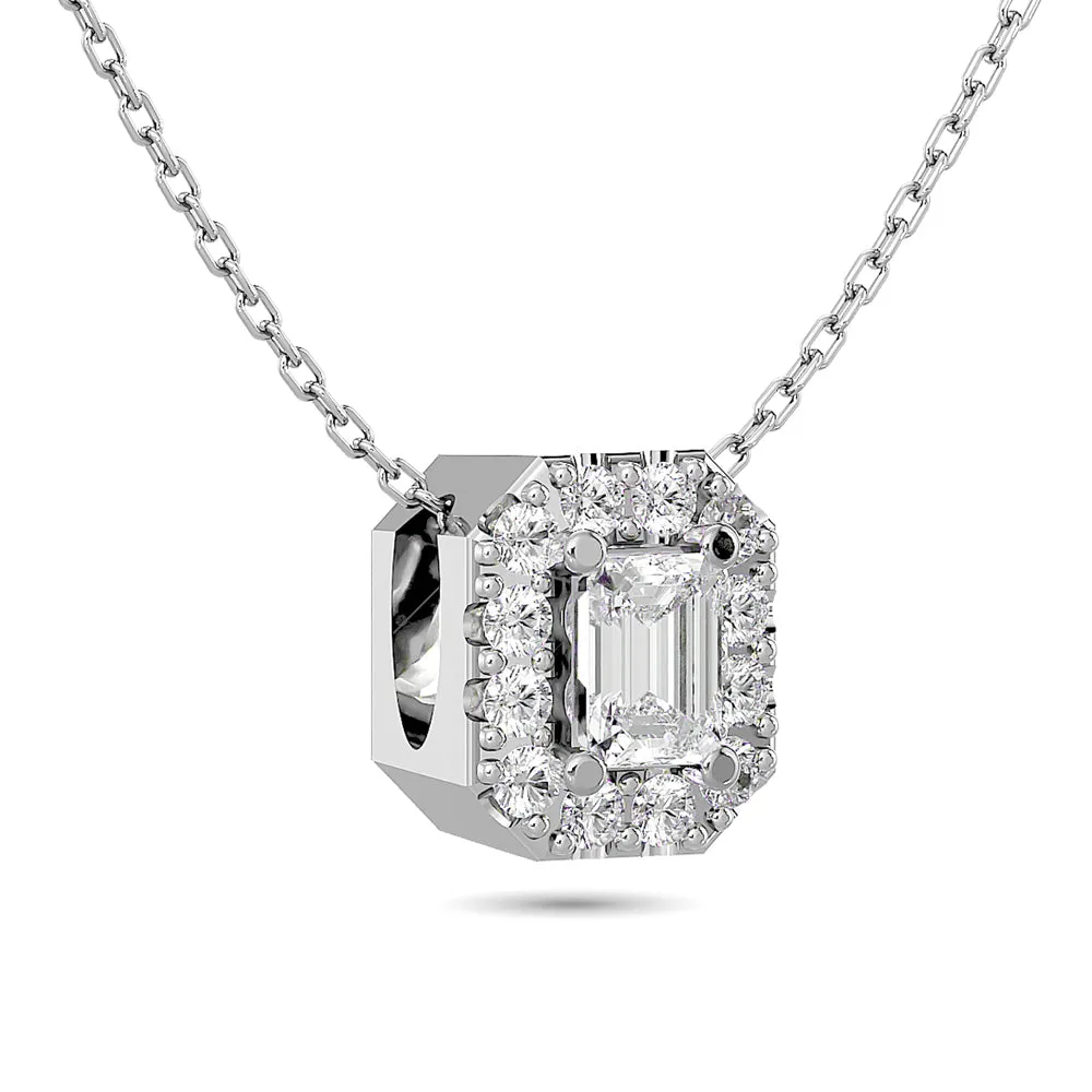 Diamond Halo Pendant in 14K White Gold - Multiple Cuts Available