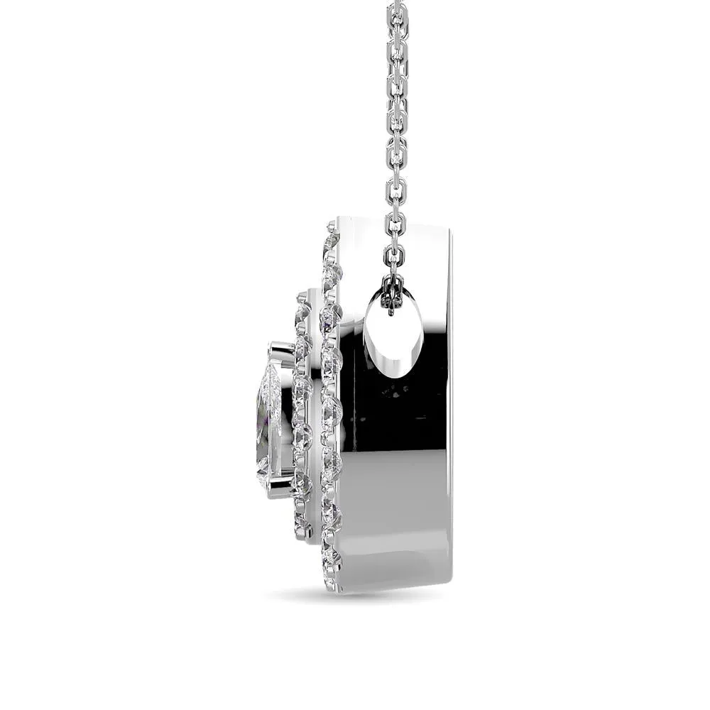 Diamond Halo Pendant in 14K White Gold - Multiple Cuts Available