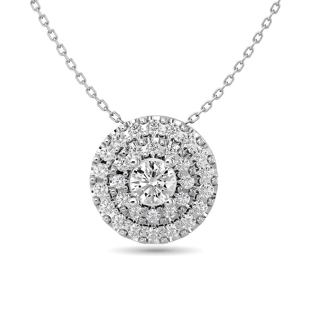 Diamond Halo Pendant in 14K White Gold - Multiple Cuts Available