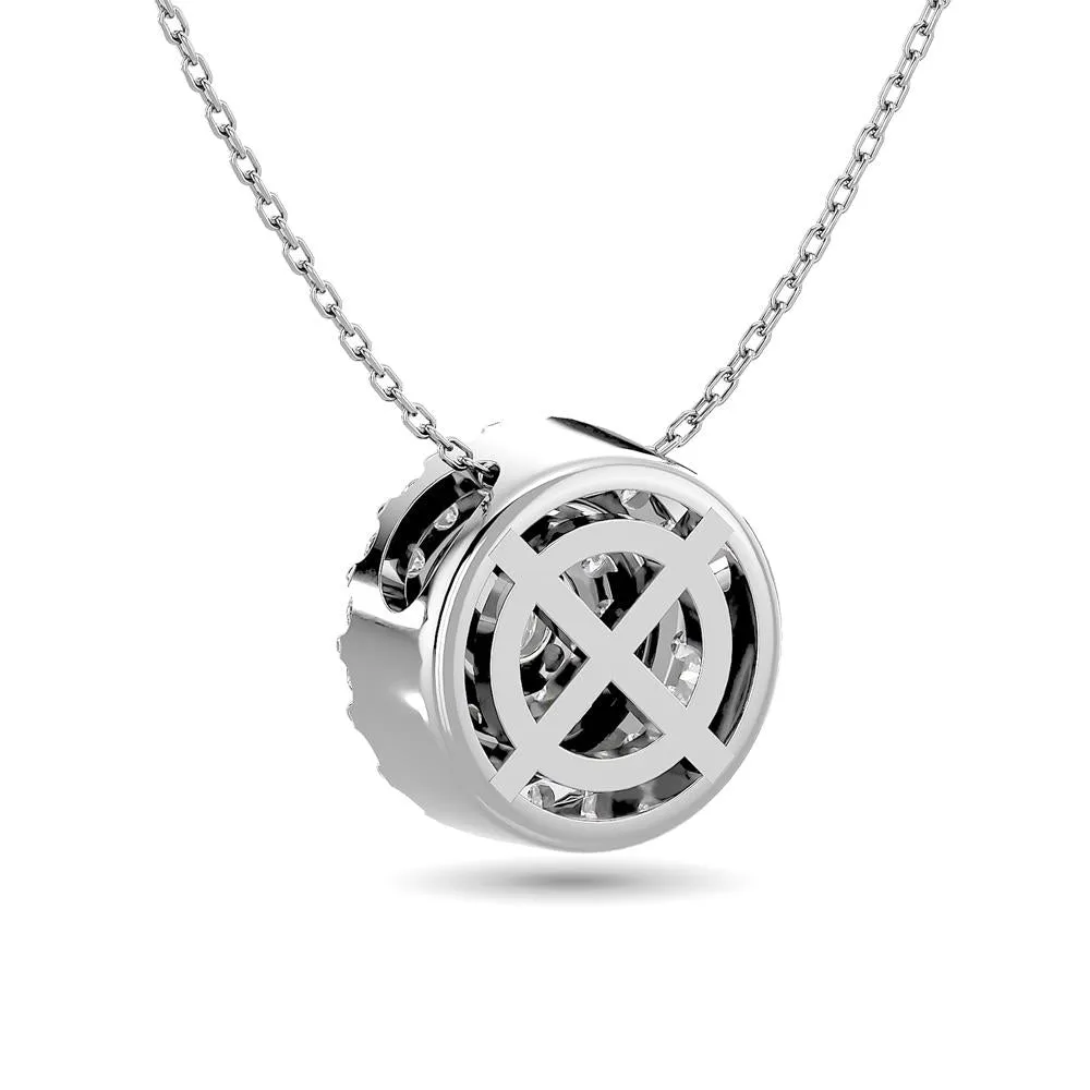 Diamond Halo Pendant in 14K White Gold - Multiple Cuts Available