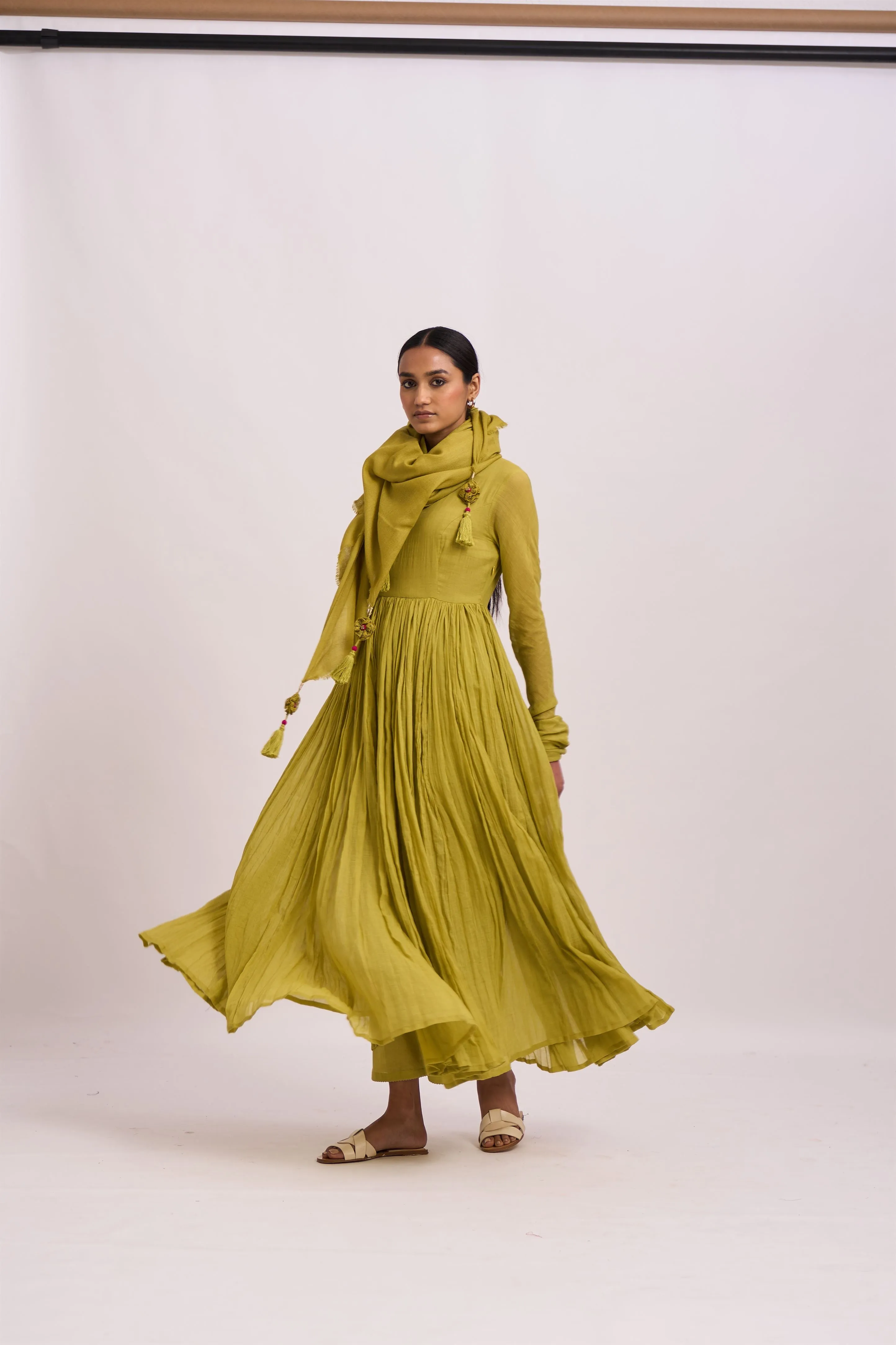 Dot   I   Shawl Salalah woolen  Fresh Green  SS24-S-2