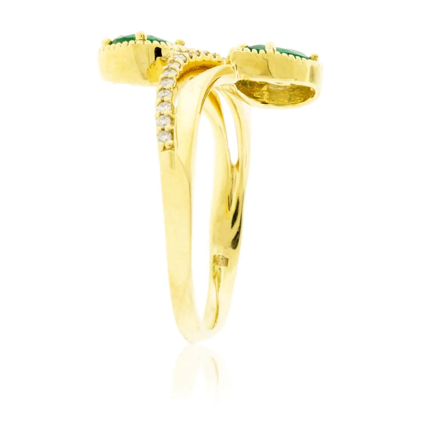 Double Pear Emerald and Diamond Band