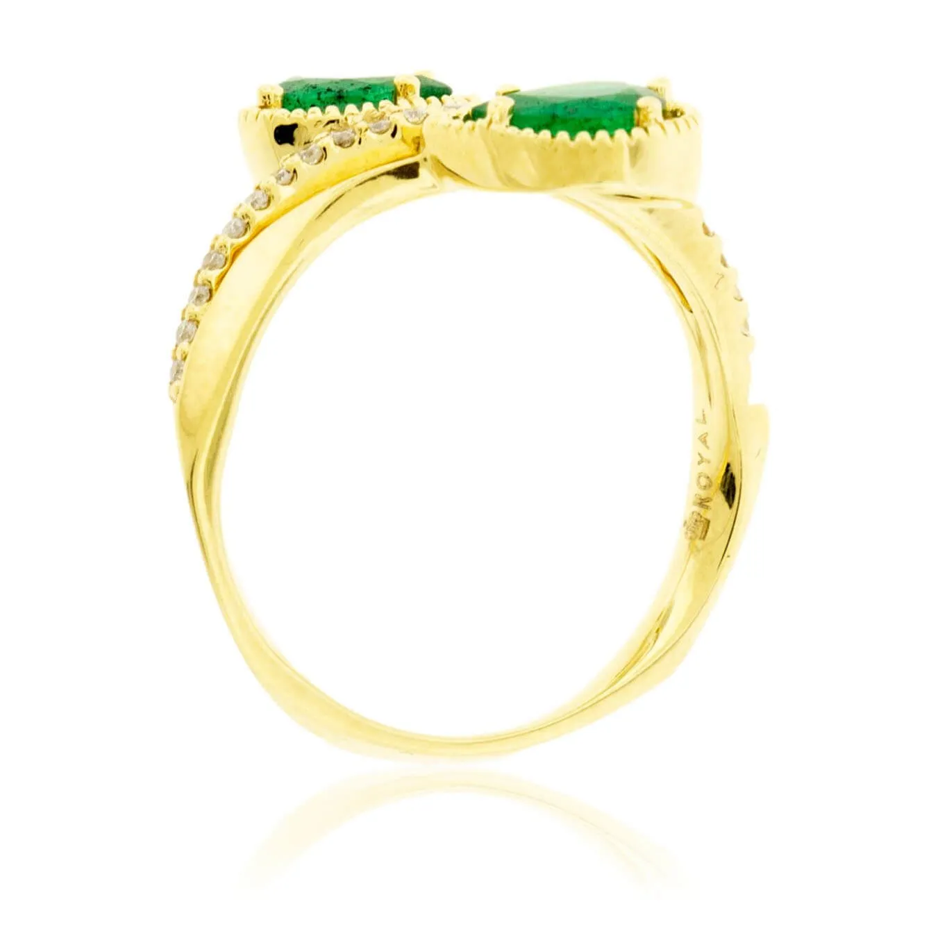 Double Pear Emerald and Diamond Band