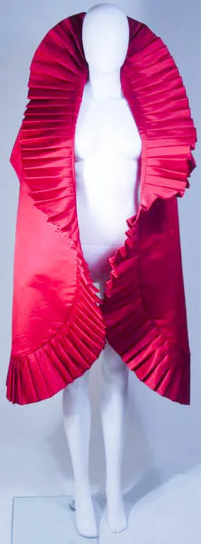 ELIZABETH MASON COUTURE PLEATS ME Red Silk Pleated Wrap