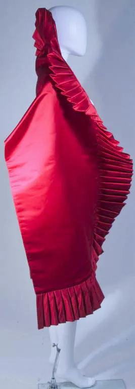 ELIZABETH MASON COUTURE PLEATS ME Red Silk Pleated Wrap