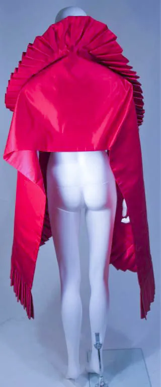ELIZABETH MASON COUTURE PLEATS ME Red Silk Pleated Wrap