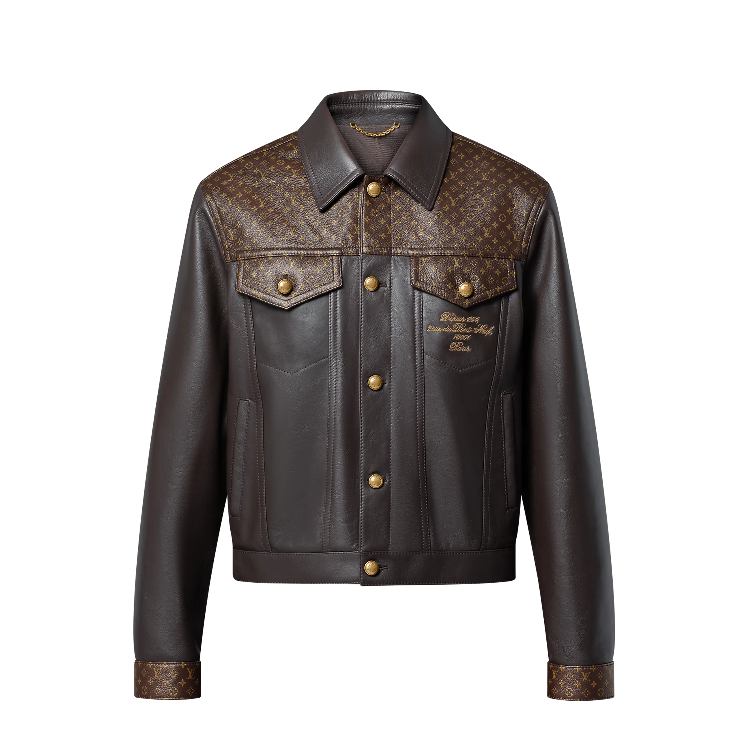 Embellished Leather Trucker Jacket