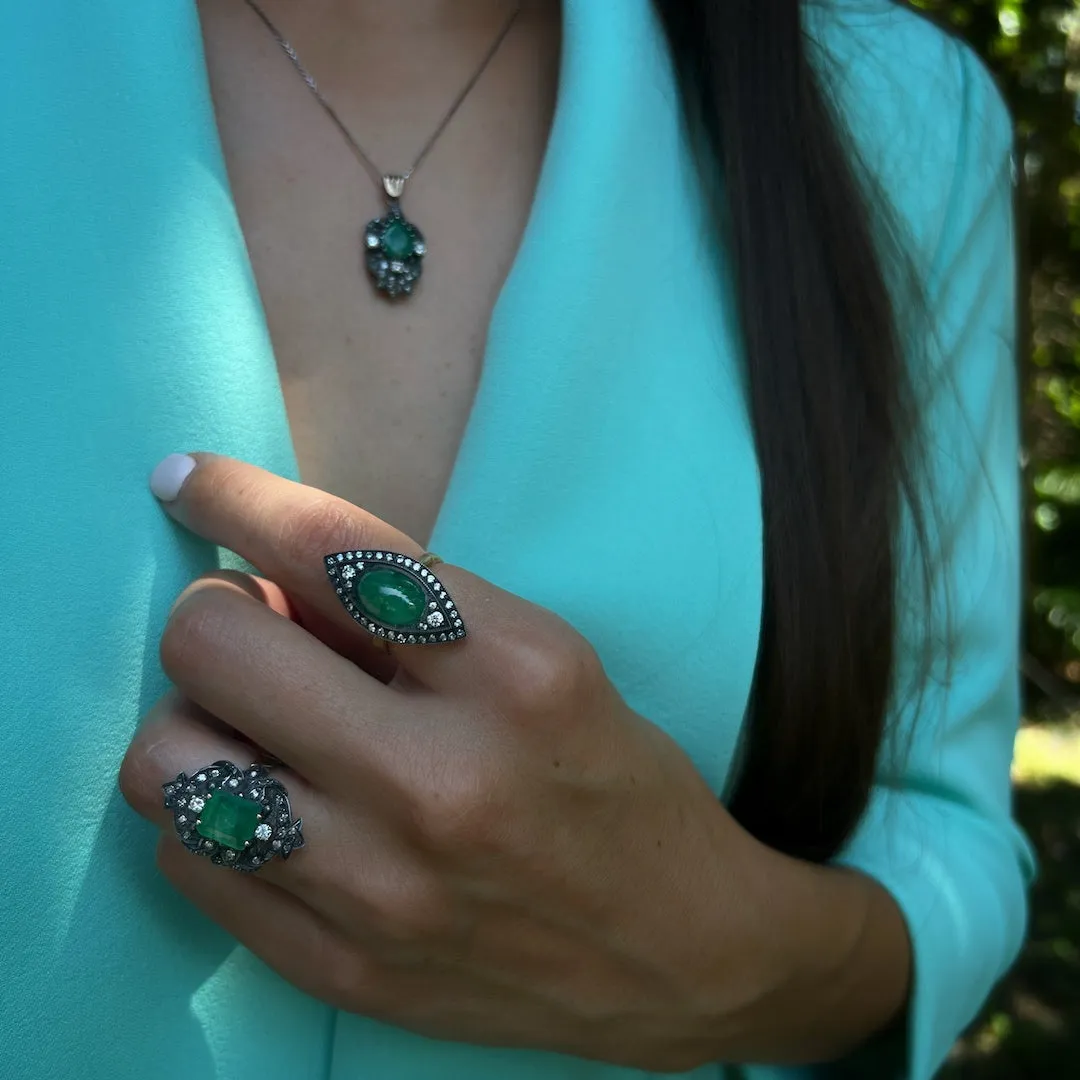 Emerald & Diamond Eye Ring