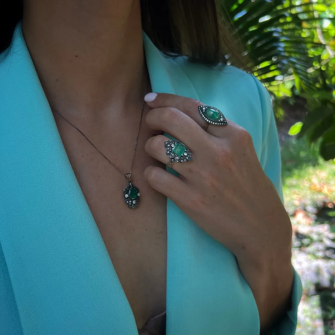 Emerald & Diamond Eye Ring
