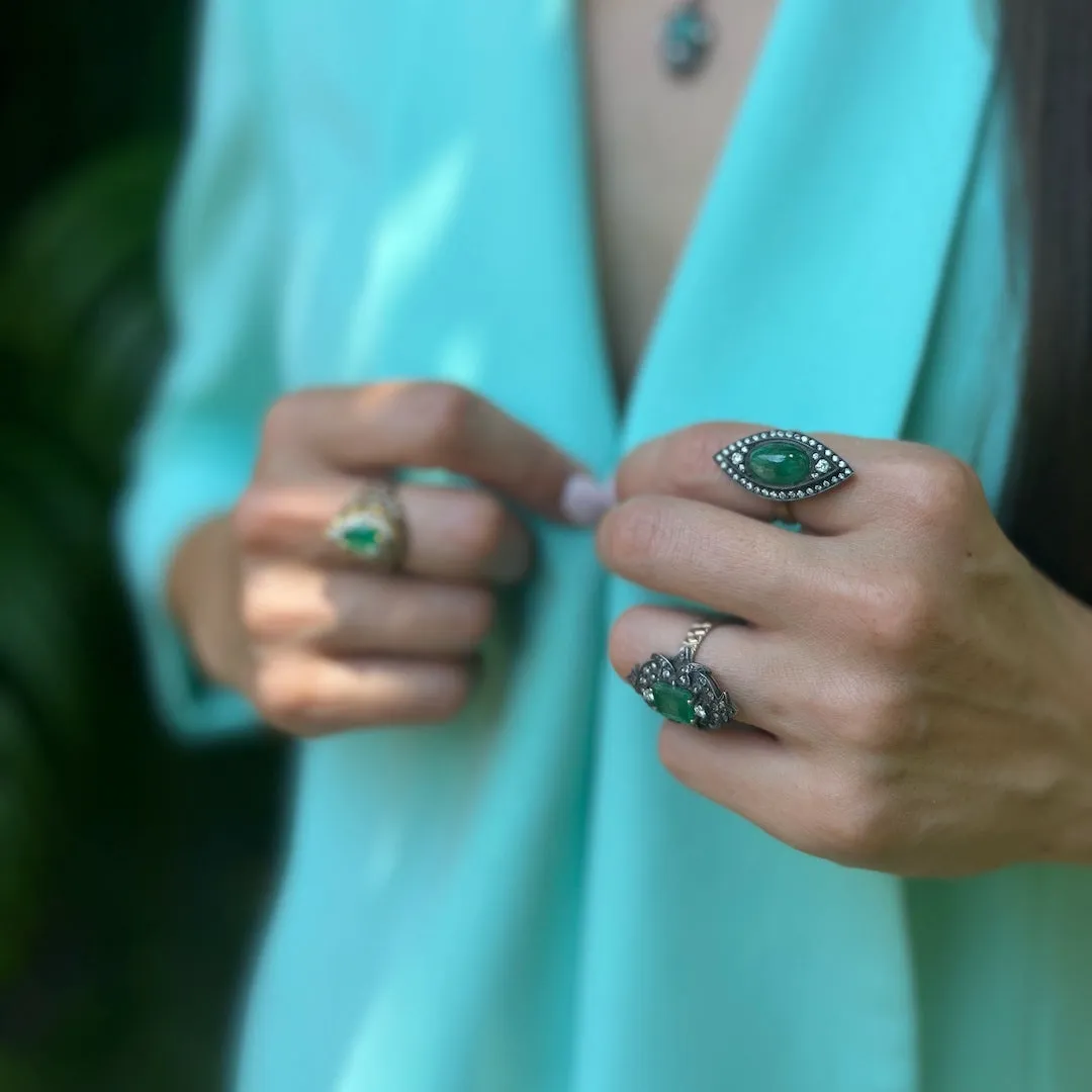 Emerald & Diamond Eye Ring