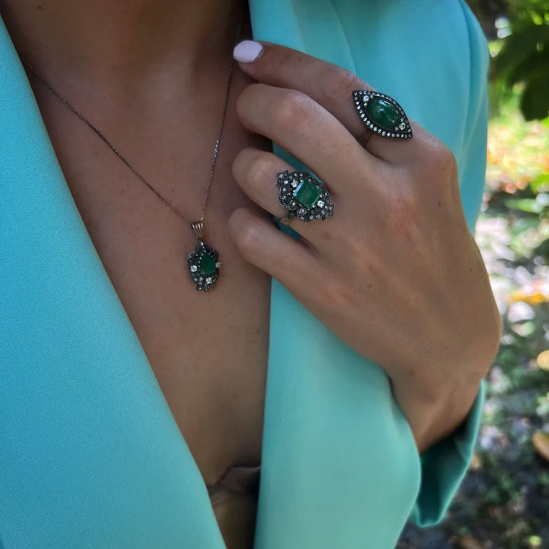 Emerald & Diamond Eye Ring
