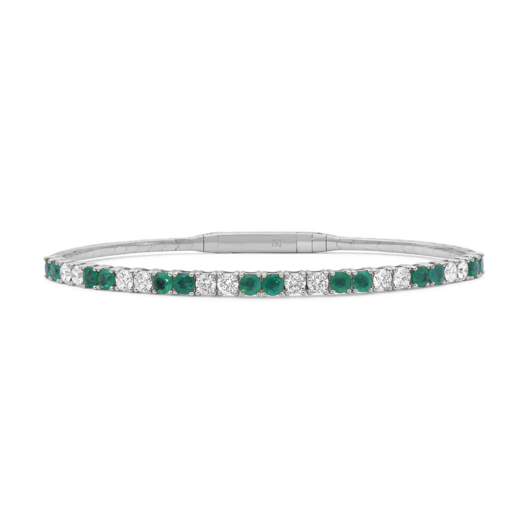 Emerald and Diamond Flex Half Way Bangle