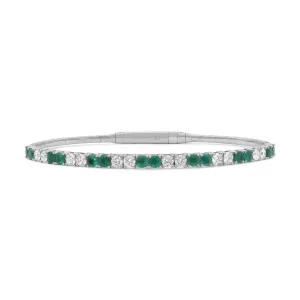 Emerald and Diamond Flex Half Way Bangle
