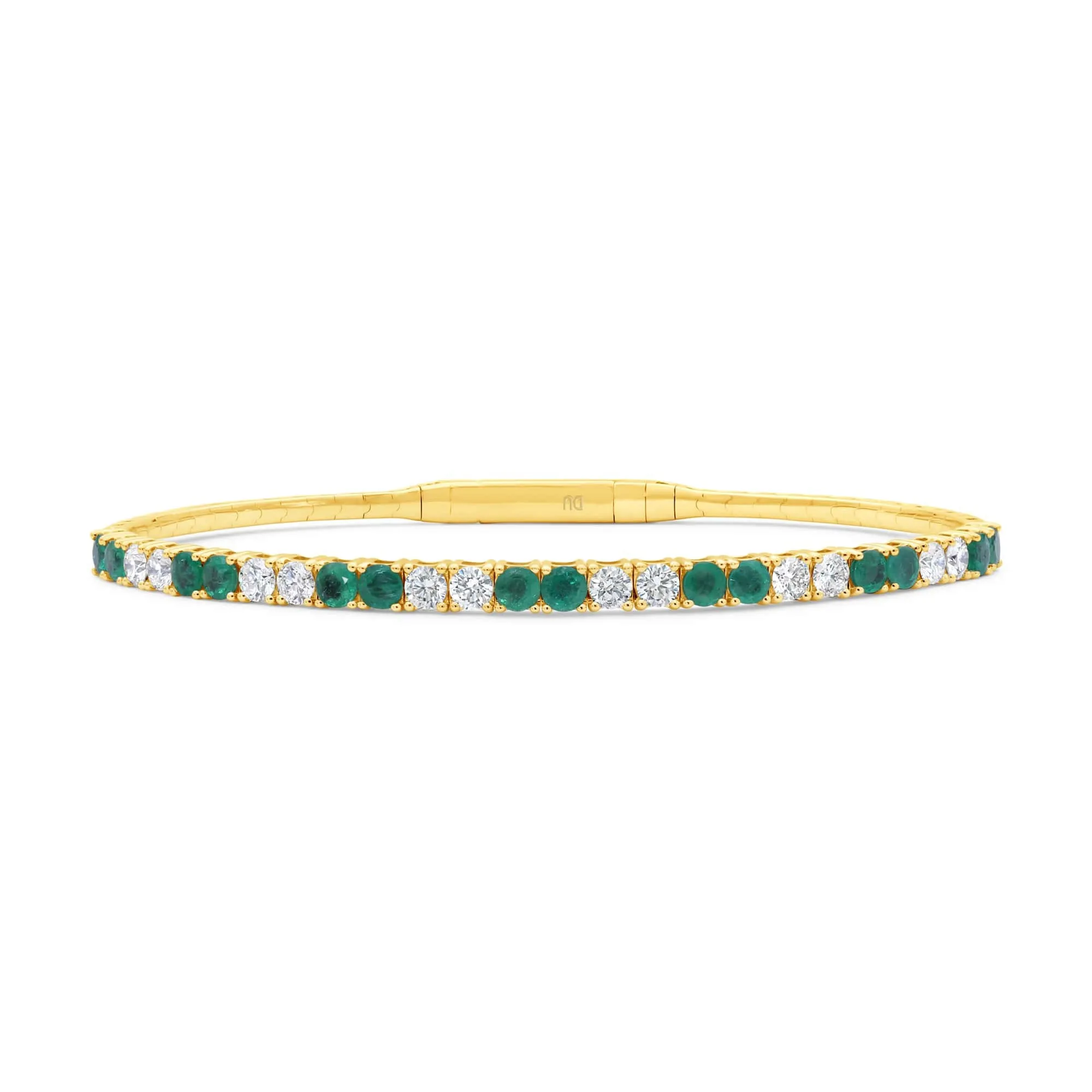 Emerald and Diamond Flex Half Way Bangle
