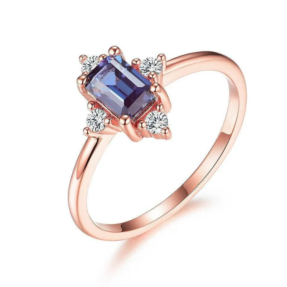 Emerald Cut Alexandrite Luxury Ring