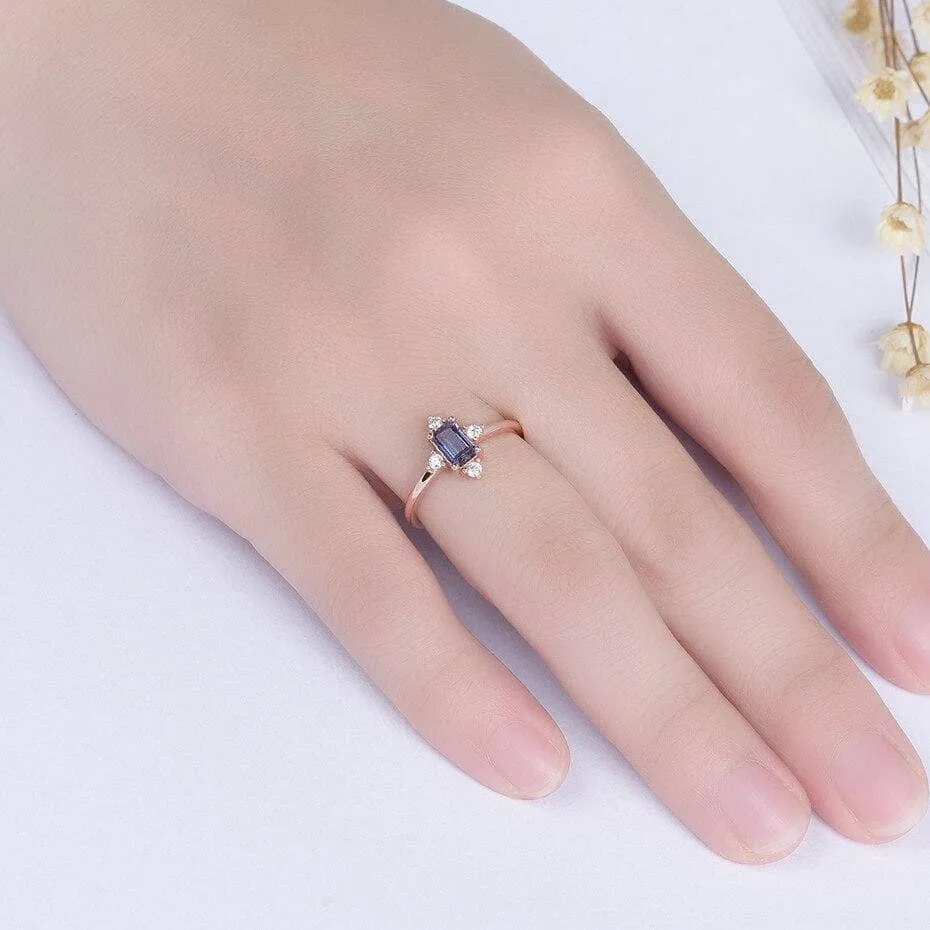 Emerald Cut Alexandrite Luxury Ring