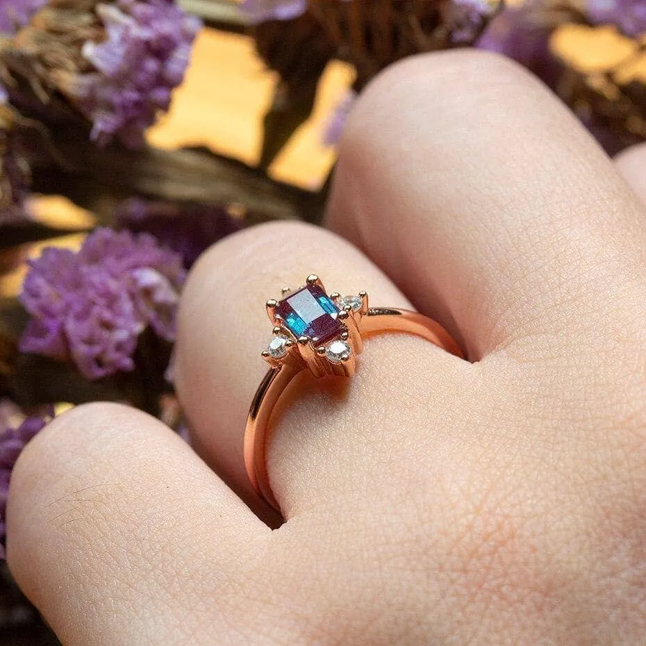 Emerald Cut Alexandrite Luxury Ring