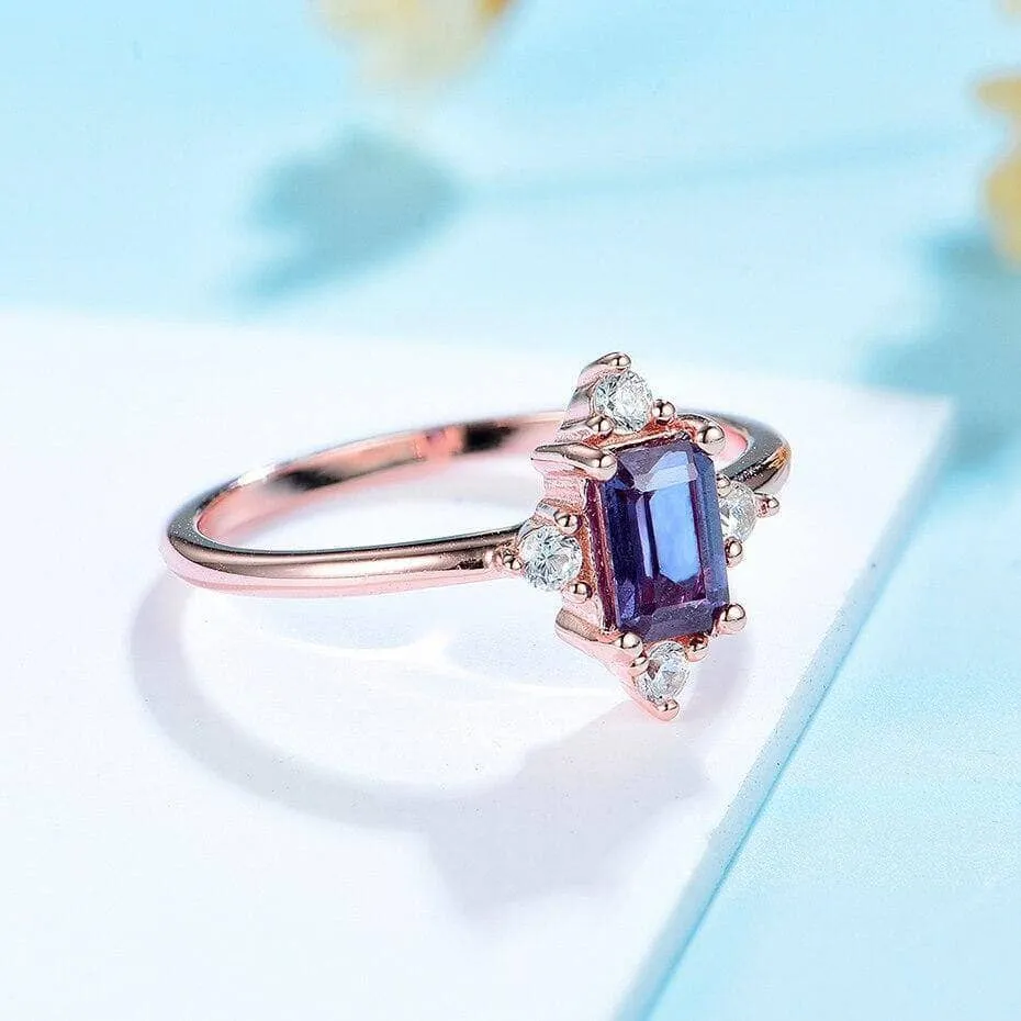 Emerald Cut Alexandrite Luxury Ring