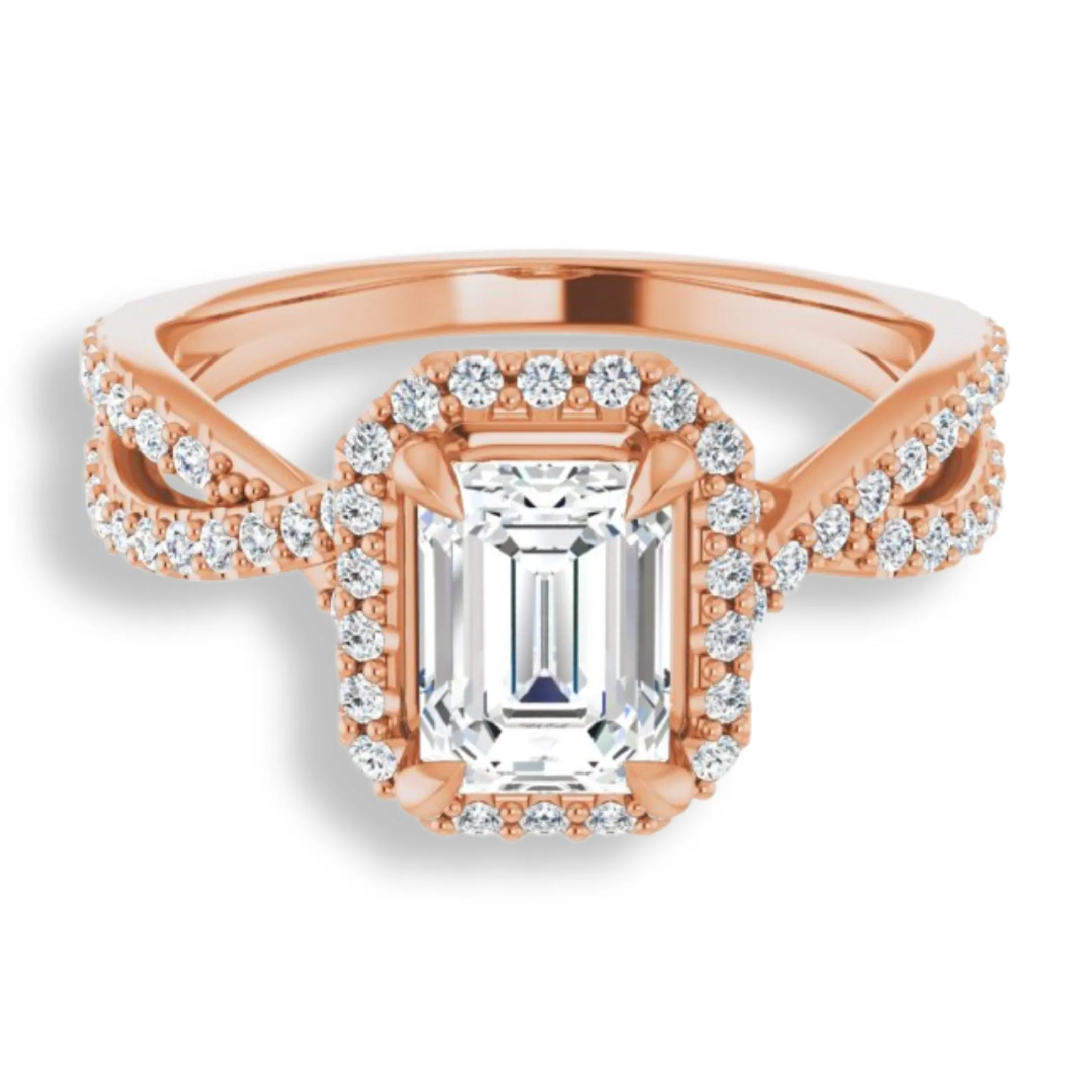 Emerald Cut Diamond Halo Engagement Ring