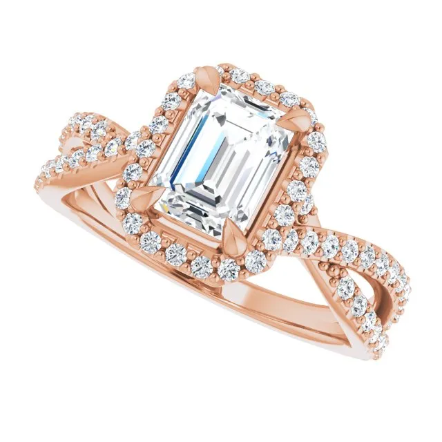 Emerald Cut Diamond Halo Engagement Ring