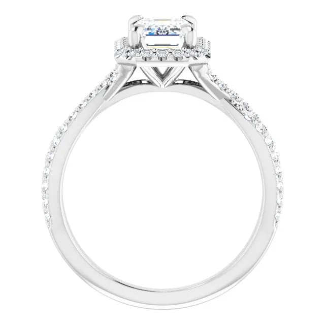 Emerald Cut Diamond Halo Engagement Ring