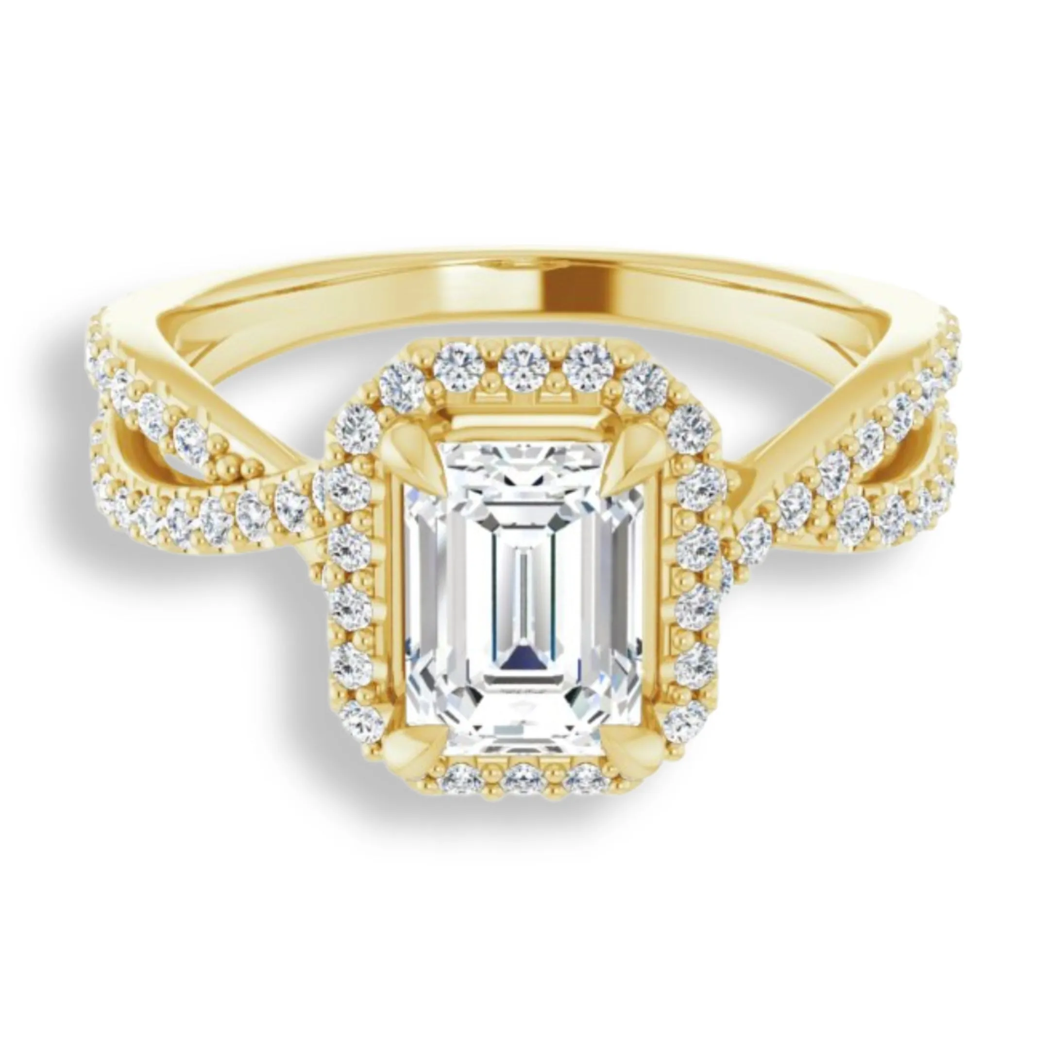 Emerald Cut Diamond Halo Engagement Ring