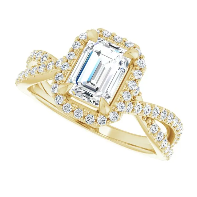 Emerald Cut Diamond Halo Engagement Ring