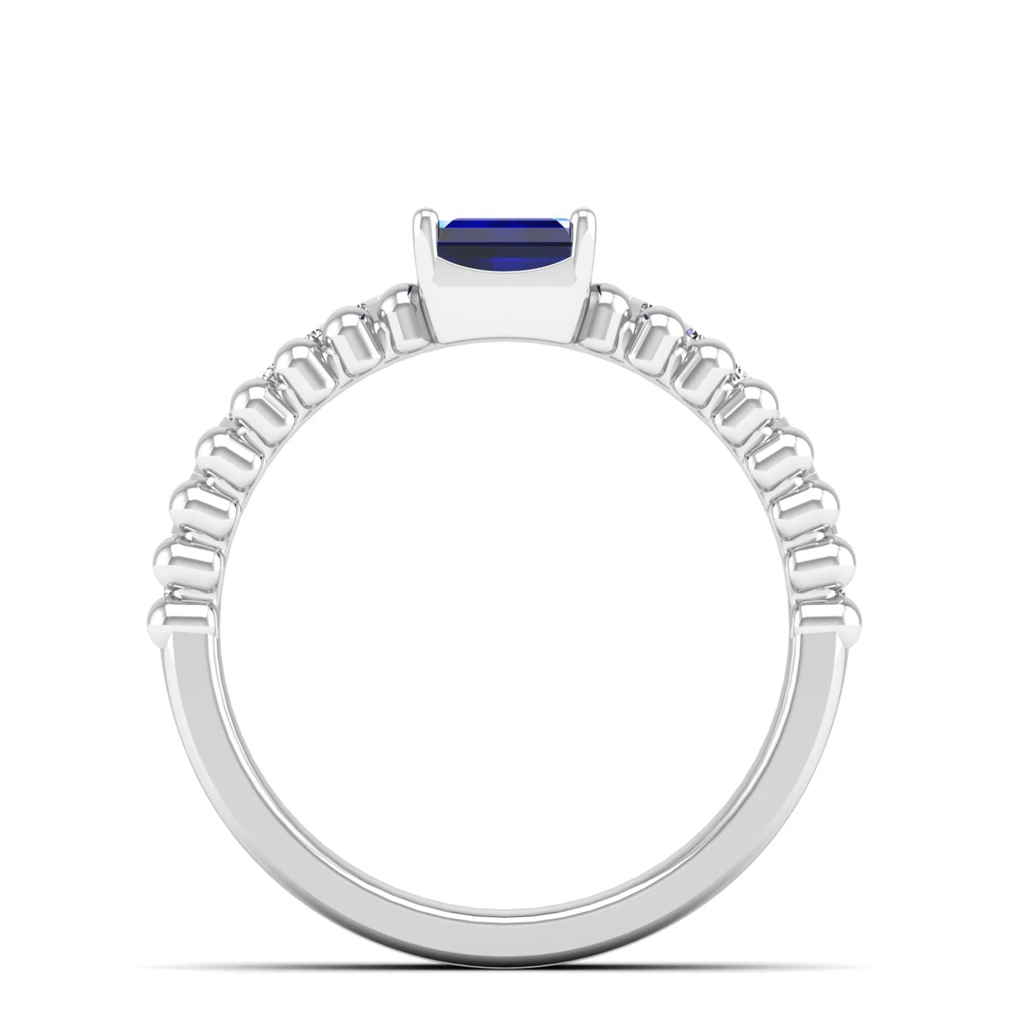 Emerald Cut East-West Sapphire and Diamond Ring